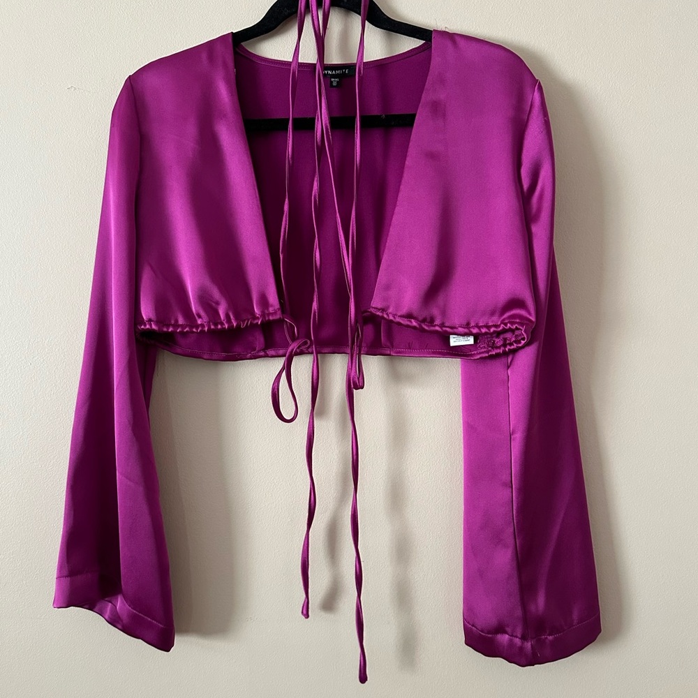 Purple Satin Wrap Top